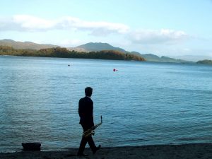 Wedding sax player at Loch Lomond, Scotland