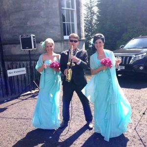 Playing saxophone for a Wedding at Airth castle Scotland