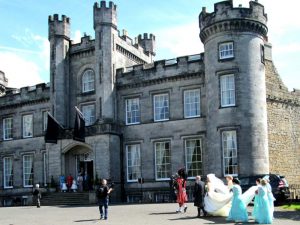 Wedding procession at Airth castle