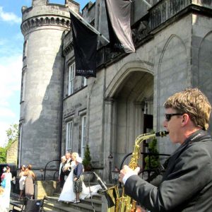 Wedding sax player at Airth castle, Scotland
